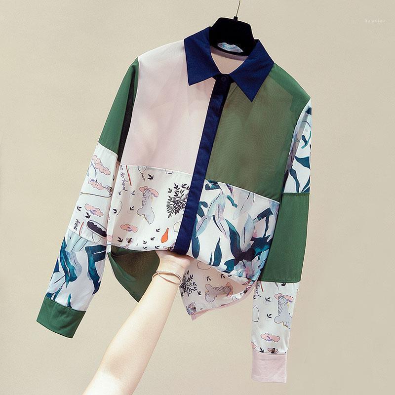 

Women' Blouses & Shirts Long Sleeve Print Chiffon Blouse Women Blusas Mujer De Moda 2022 Turn Down Collar Office Womens Tops And D779