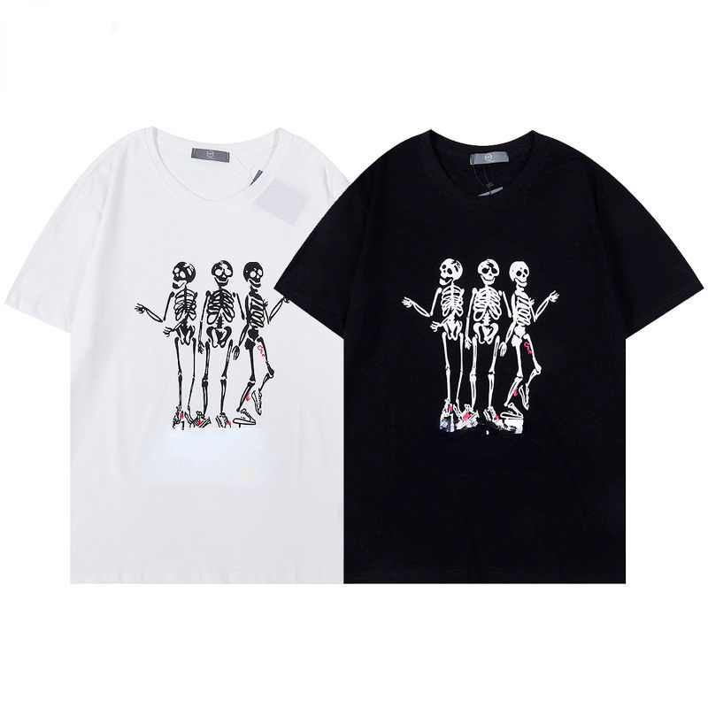 

Cotton t Shirt Amc 22 Queen Designer T-shirt Tide Brand Short Sleeve Sweatshirt Hip Hop Skull Print Round Neck Shirt Fashion Casual Loose Os, White s 057