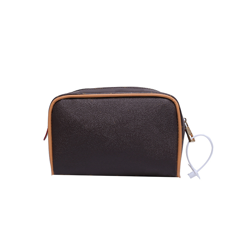 

Designer Makeup Cosmetic Bags for Women Watercolour Traveling Toilet Clutch Bag Female Large Capacity Wash Toiletry Pouch L625, Brown flower