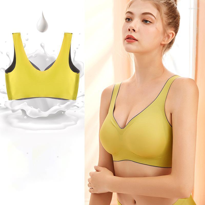

Bras FVIAD Women Latex Bra Sport Seamless Bralette Comfortable Lingerie Push Up Brassier Underwear Vest Sujetadores Deportivos, Gray