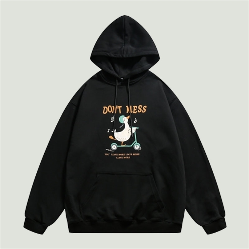 

Oversized Hoodies Sweatshirts Mens Cartoon Letter Printed Hip Hop Harajuku Cotton Casual Loose Hooded Pullover Unisex Autumn 220813, Black