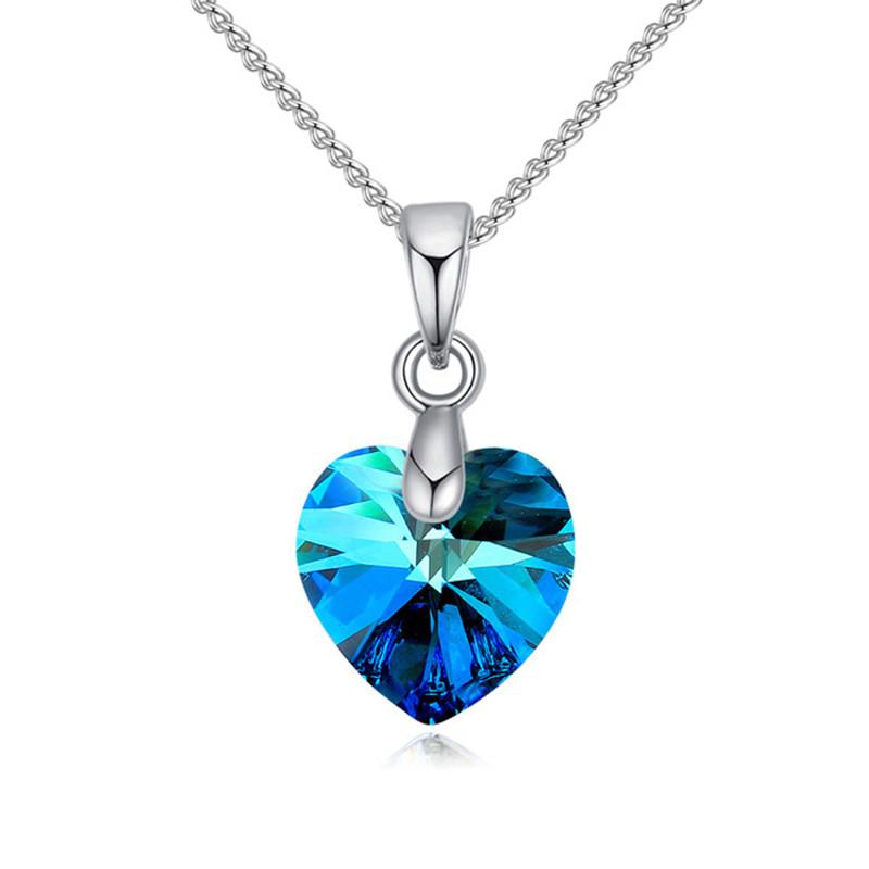 Chaînes Mini Coeur Colliers Pendentif Cristaux D'Autriche Pour Femmes Filles Cadeau Argent Couleur Chaîne Enfants Bijoux De Noël DécorationsChaîn