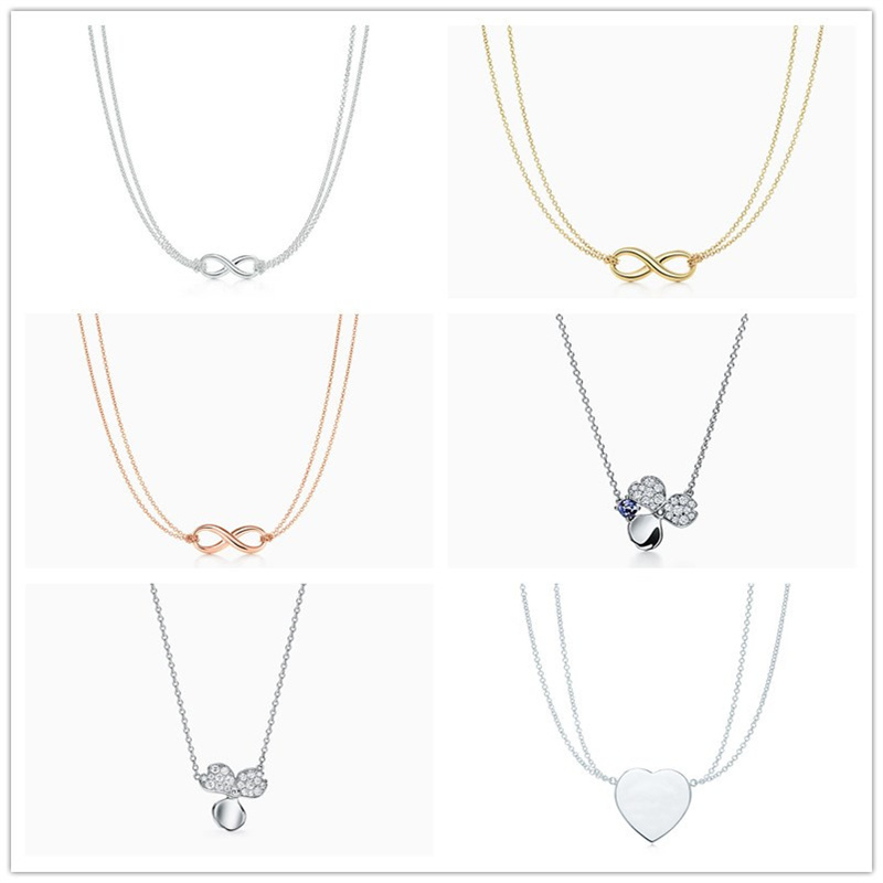 

Brand New s925 Luxury Big Name Sterling Silver Double Chain Necklace Designer Clover Pendant Men's Women's Holiday Gifts Fashion Charm Accessories Women's Jewelry