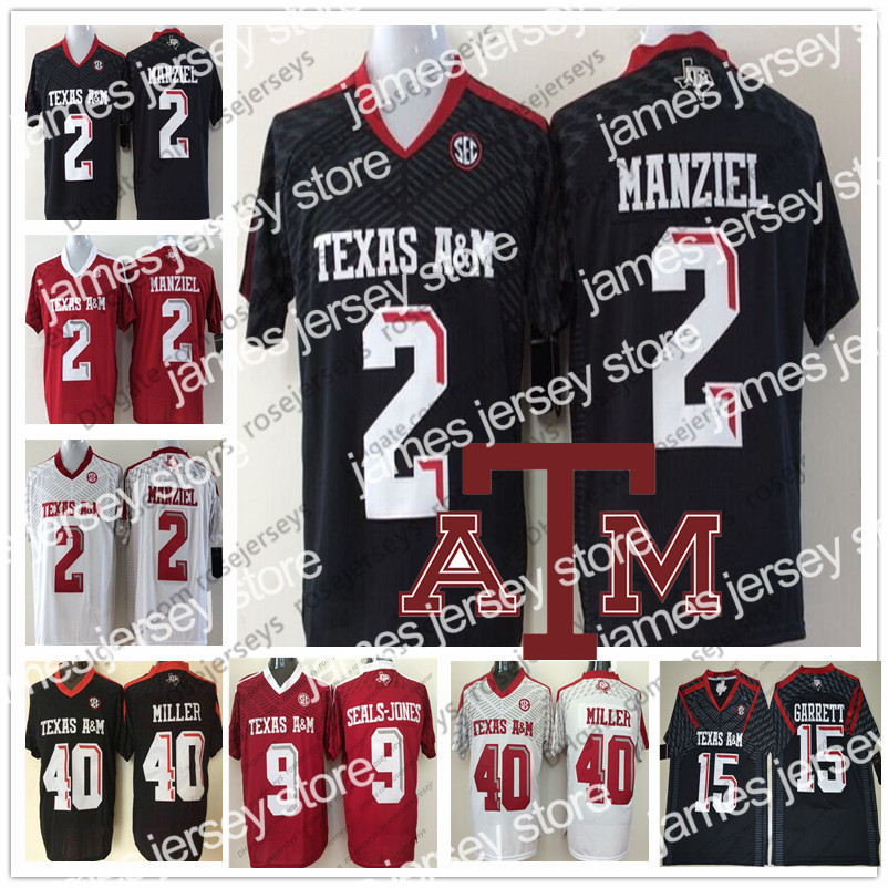 

Jersey NCAA Texas am Aggies # 2 Johnny Manziel 40 Von Miller 15 myles Garrett 9 Ricky Soells-Jones Black Rouge Blanc Hommes Jeunes enfants Jersey