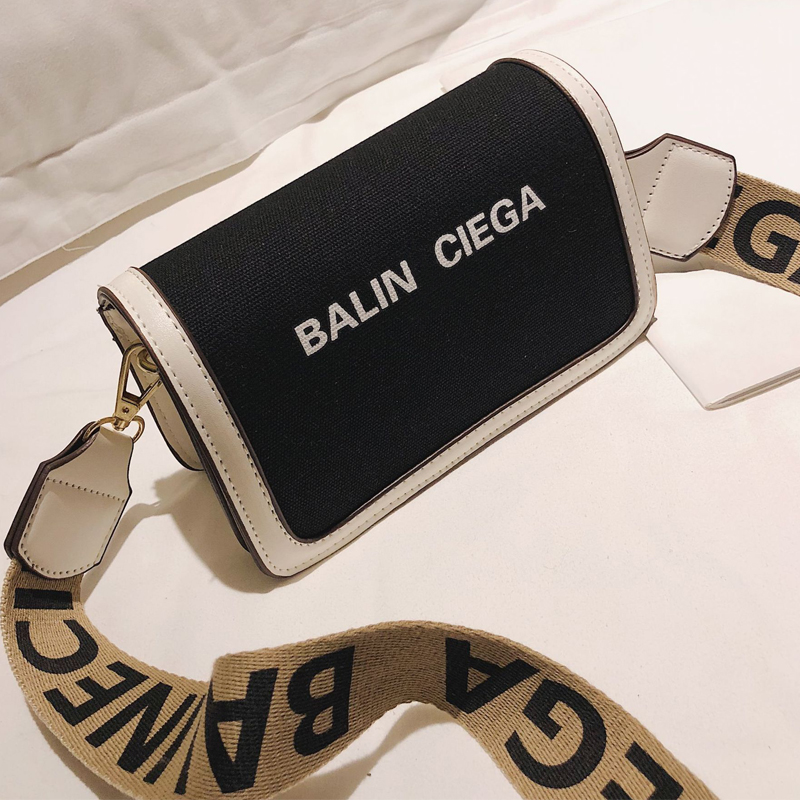 

Women Mini Messenger Bag Canvas Letter Small Strap Bags Crossbody Black White Sling Bags for Womens Designer Shoulder Fashion Flip Cover Totes Hobo purses