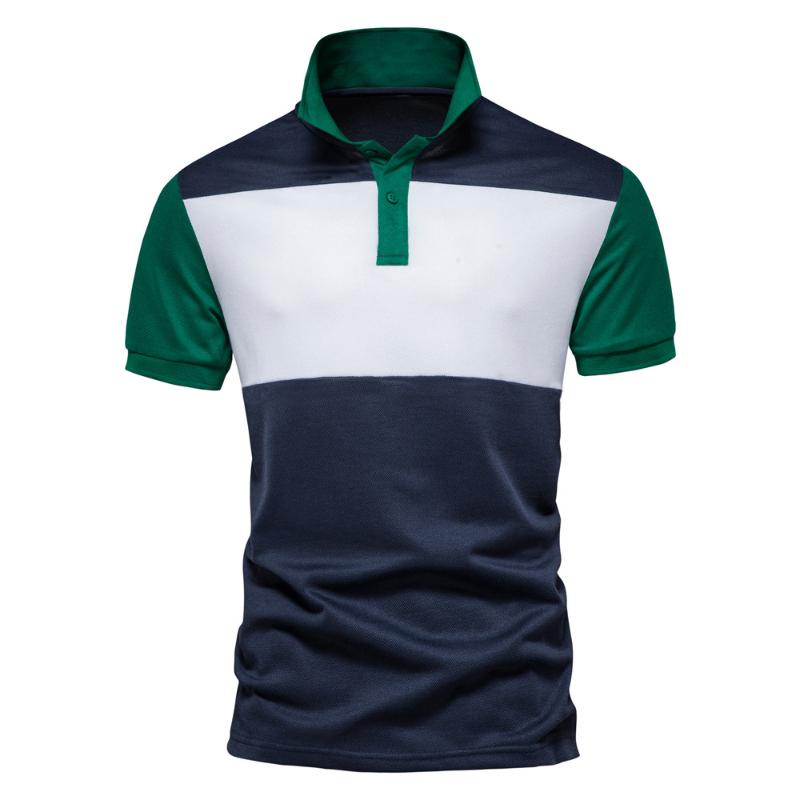 

Men's Polos Anti-pilling Shirts Button Collar Men Fashion Patchwork Brasil Mens Short Sleeve Golf ClothingMen's Men'sMen's, Navy