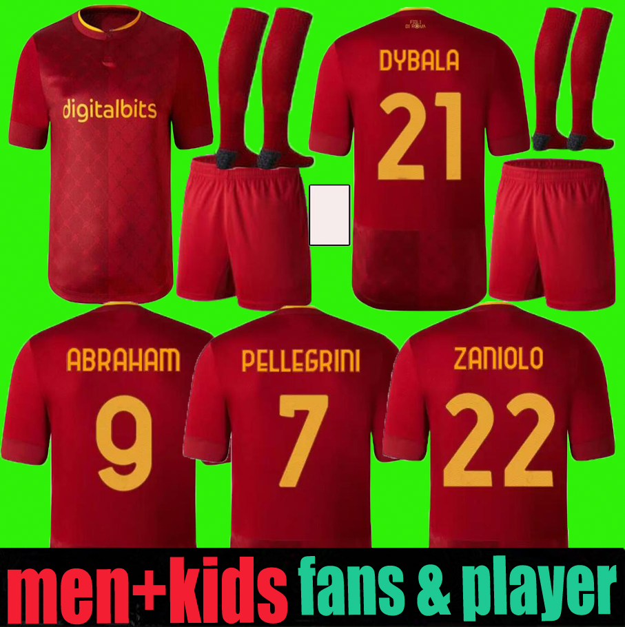 

men kids kit 22 23 DYBALA SOCCER JERSEYS ROMA home final Pastore Pellegrini Abraham 2022 2023 totti Zaniolo MANCINI KUMBULLA football shirts EL SHAARAWY Uniform rome, Purple