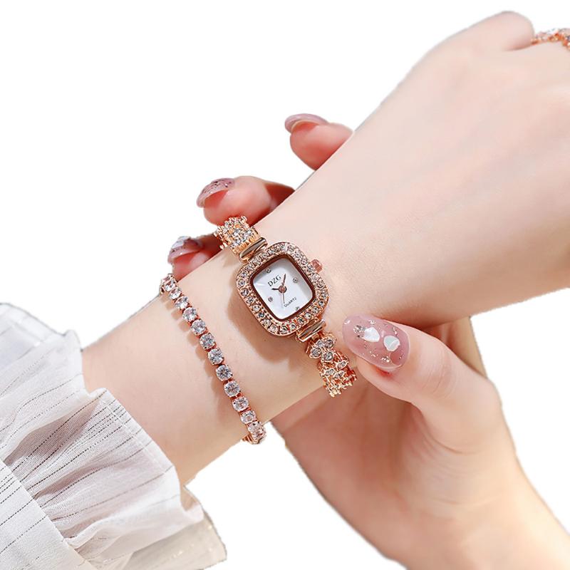

Wristwatches Rose Gold Crystal Bracelet Women Watches Luxury Fashion Stainless Steel Ladies Quartz 2022 Simple Small Woman Clock
