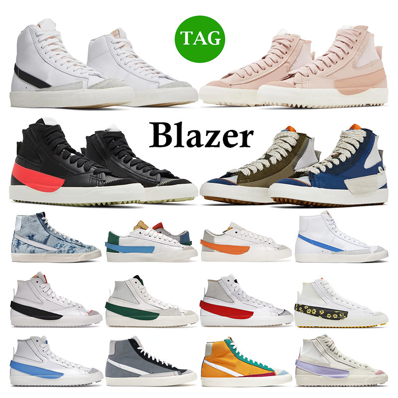 

designer Blazer mid low 77 vintage mens Casual shoes women black white Sunflower green Habanero Red UNC Cool Grey sport sneakers trainers skateboard, 37