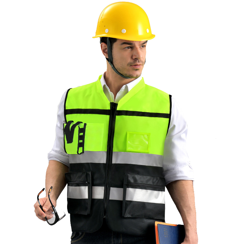 

High Visibility Security Reflective Vest Pockets Design Outdoor Traffic Safety Cycling Wear Orange