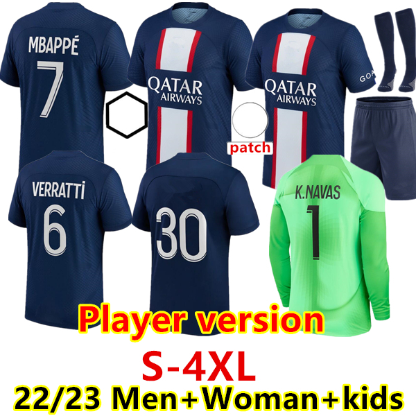 

S-4XL 22 23 PLAYER 30 10 MBAPPE 7 soccer jerseys HAKIMI SERGIO RAMOS WIJNALDUM psGS Maillots football shirt 2022 2023 men woman kids kit sets fans player uniform enfants, 22/23 home
