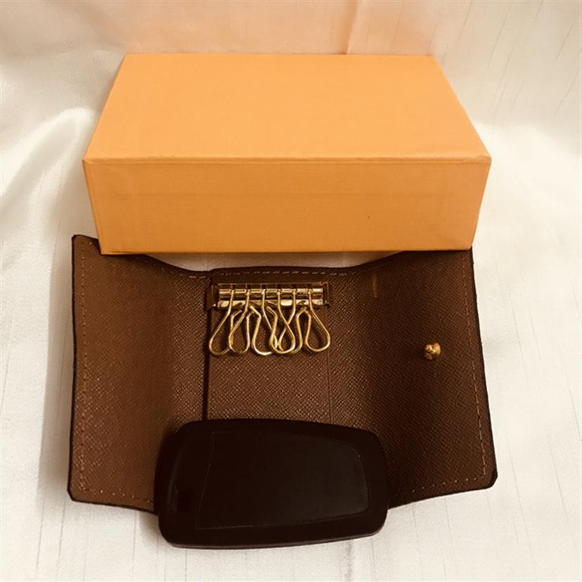 

M60701 Luxury Designer 6 Key Holder Key Pouch France famous Mono Gram Canvers Brown White Checkered Key Ring326m, Brown checkered