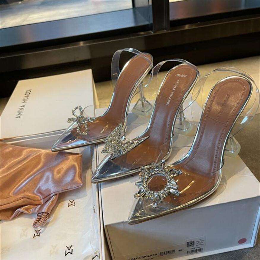 

Luxury Designer sandals high heeled shoes Amina muaddi Begum bow Crystal-Embellished buckle pointed toesl sunflower sandal summer 187w, Colour2