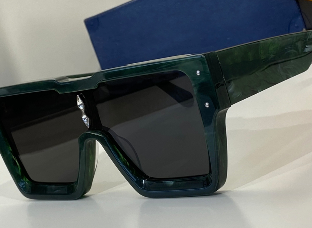 

Men Rectangle Sunglasses Marble Green Black Lenses with Stones One Piece Lens Sun glasses with Box