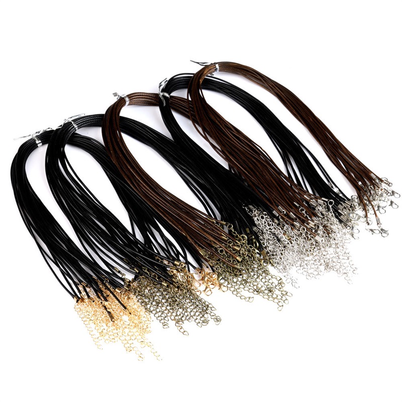 

Bronze Wax Leather Snake Necklace Ropes 45cm Cord String Rope Wire Extender Chain With Lobster Clasp DIY Fashion Jewelry Accessories 926 D3