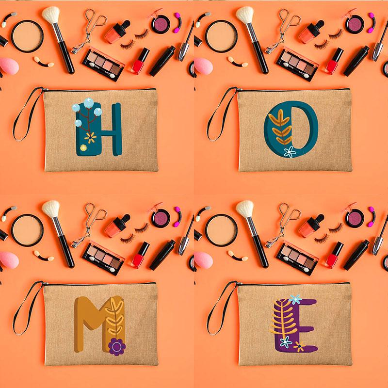 

Cosmetic Bags & Cases Letter Print Fashion Cosmetics Storage Ladies Party Beauty Bag Clutch Makeup Travel Toiletries BagCosmetic, Beige
