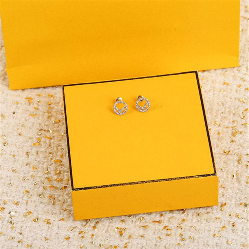 Boucles d'oreilles en diamant de boucles d'oreilles de cerceaux classiques Bijoux de luxe Bijoux Femmes Cercle Le lettre F Studs Love Bracelets H
