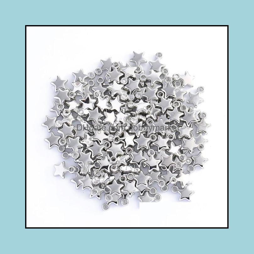 

100Pcs 9Mm Star Bead Charm Gold Sier Plated Ccb Plastic Small Pendant For Diy Jewelry Making Bracelet Necklace Earring Drop Delivery 2021 Ch