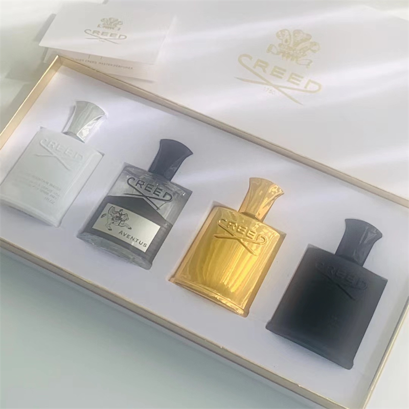 Hot Designer Natural Perfume Woman Man Creed Aventus 4pcs 30ml Ensemble Encens Scent Cologne Men Silver Mountain Water Green Irish Tweed MILLESIM