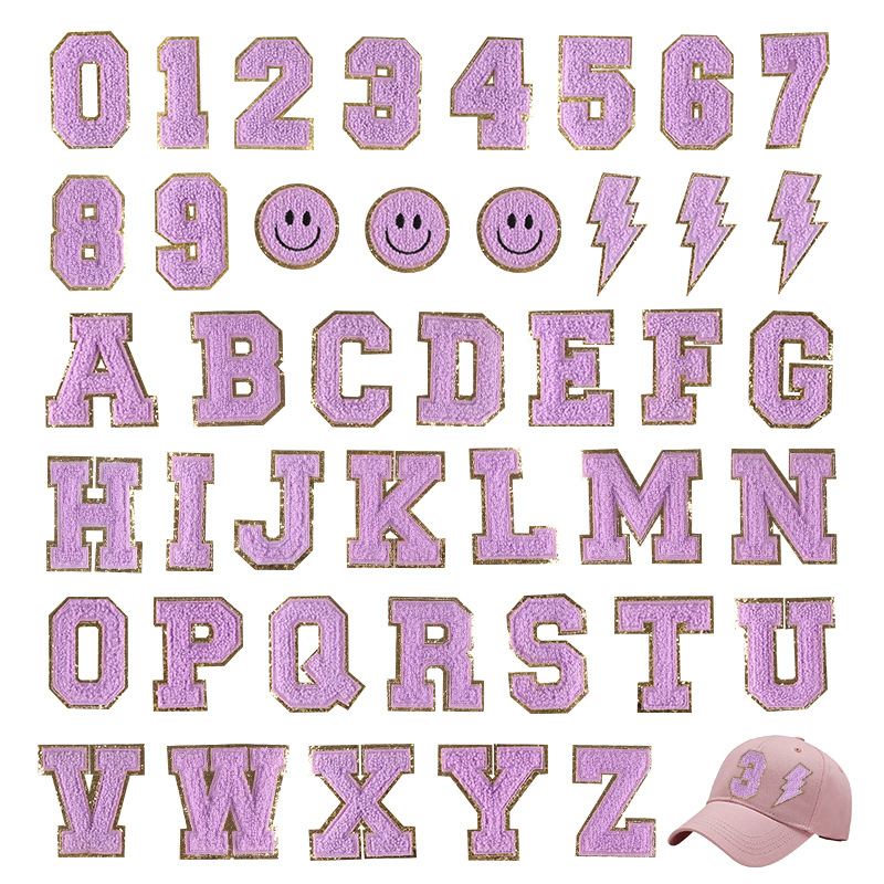

Notions 38 Pieces Purple Glitters Patches Iron on Letters Large Chenille A-Z Personalized Decorative Repair Embroidered Patch for Clothing Hats Shoes Jeans Bags