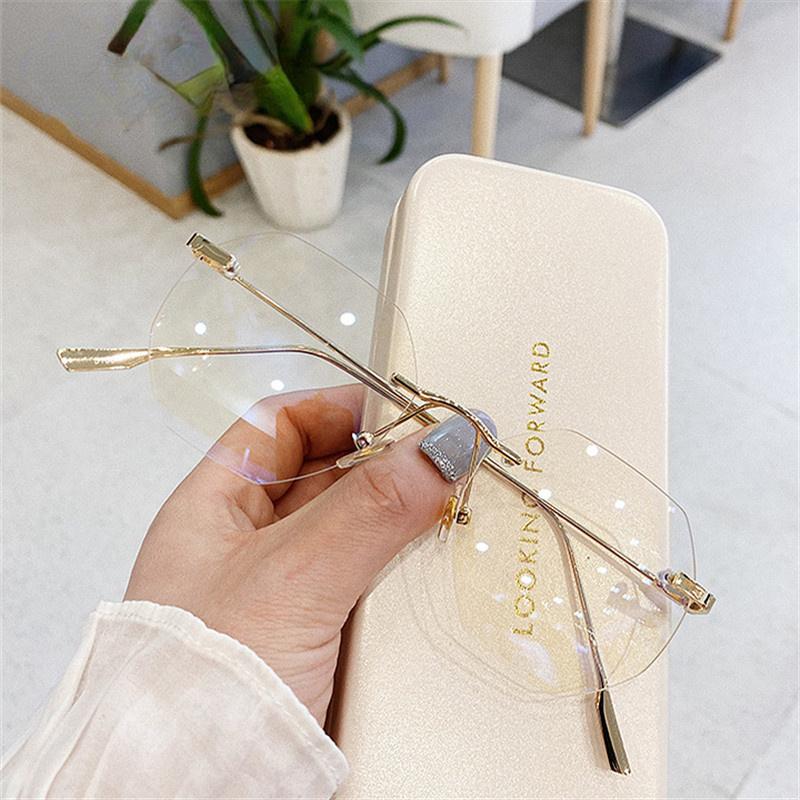 

Sunglasses Blue Llight Blocking Rimless Glasses Frame Women Spectacle Myopia Transparent Men EyeGlasses Optical Frames 2022