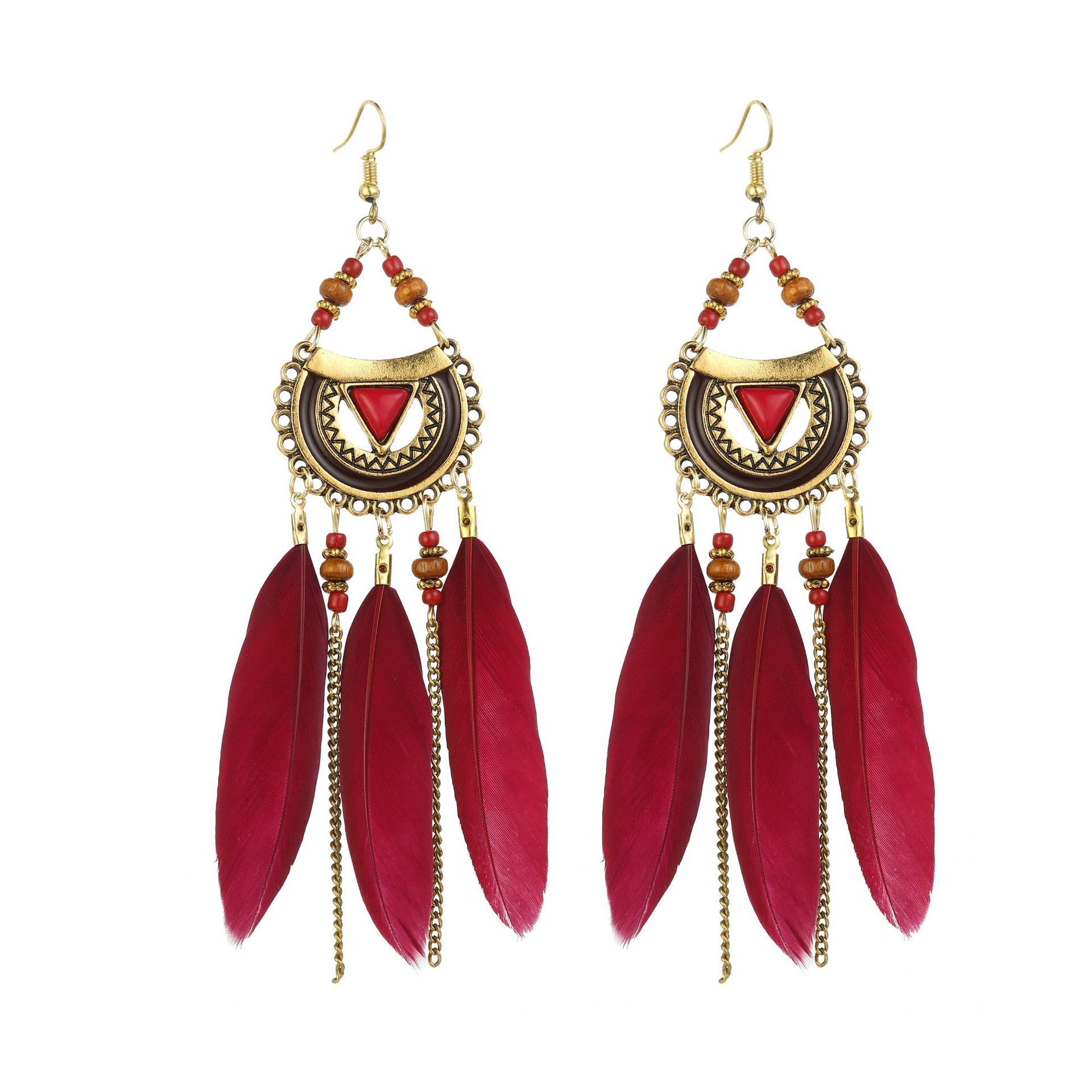 

Fashion Earrings Water Drop Line Feather Earrings Jewelry National Style Creative Personality