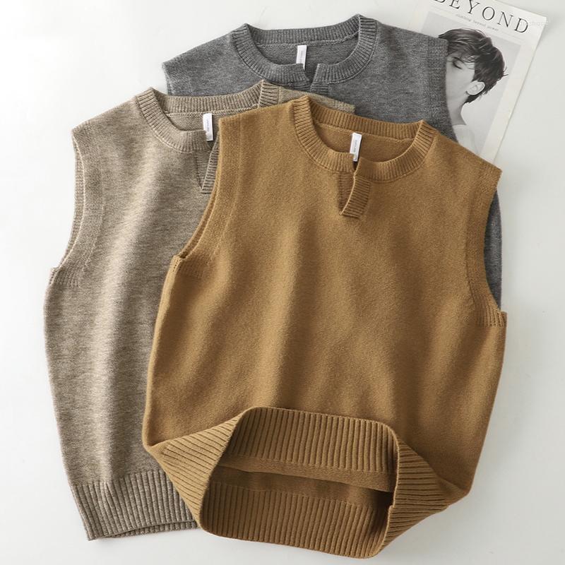

Men's Vests 44003 Autumn Winter Men Sweater Vest Loose Khaki Japan Harajuku Home Handsome Youth Campus Student Male Sleeveless Waistcoat, 44003 flower khaki
