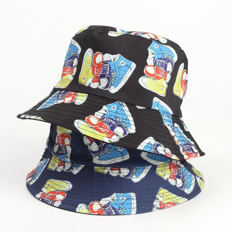 

Berets Autumn Bucket Hat Canvas Shoes Pattern Fashion Designer Streetwear Men Caps Madam Hats Beach Cap Outdoor Panama HatBerets, Black