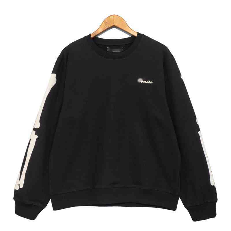 

Designer sweater tide brand A 22 mi ri joint print sweatshirt American hip-hop loose oversize pullover men and women cotton sweater, Black