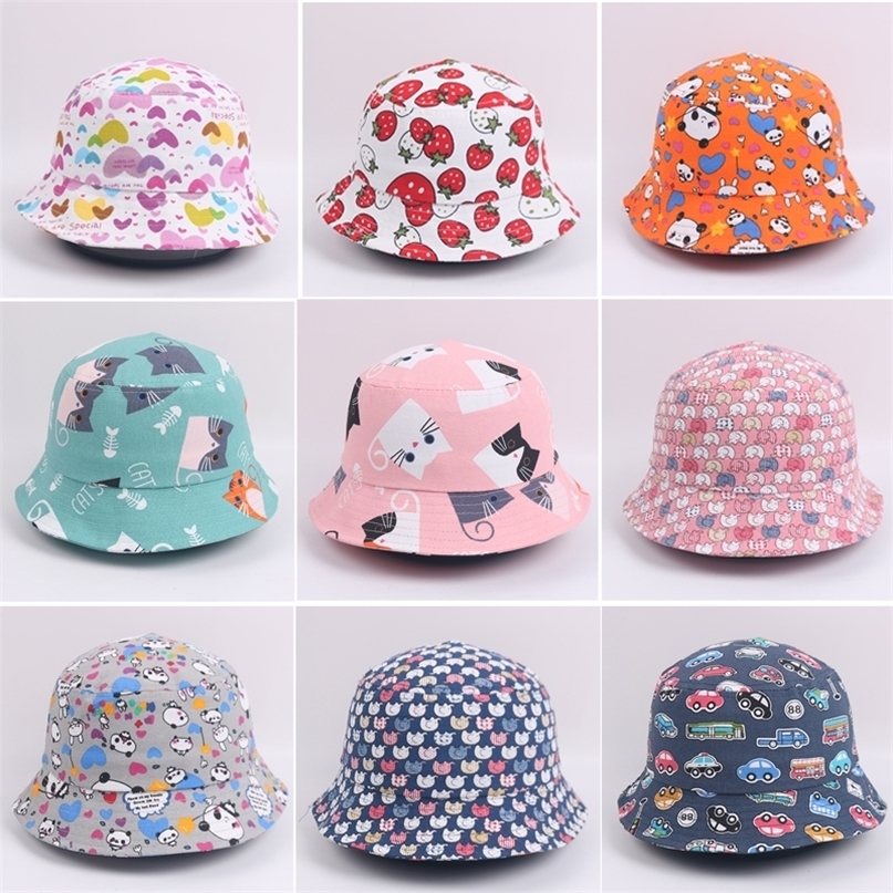 

36 Years Kids Summer Animal Car Picture Cotton Linen Bucket For Boys Panama Fold Girls Sun Fisherman Hat 220616, 23