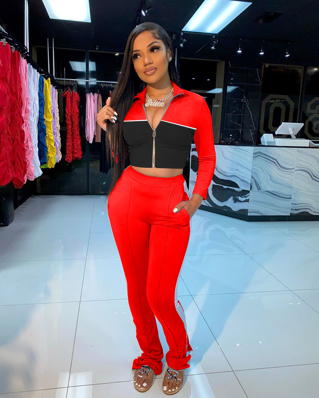 

Womens Designer 2 Piece Women's Tracksuits Long Sleeve Set Autumn Spring Two Piece Pants Yoga Sets Sweater Outfits, Green