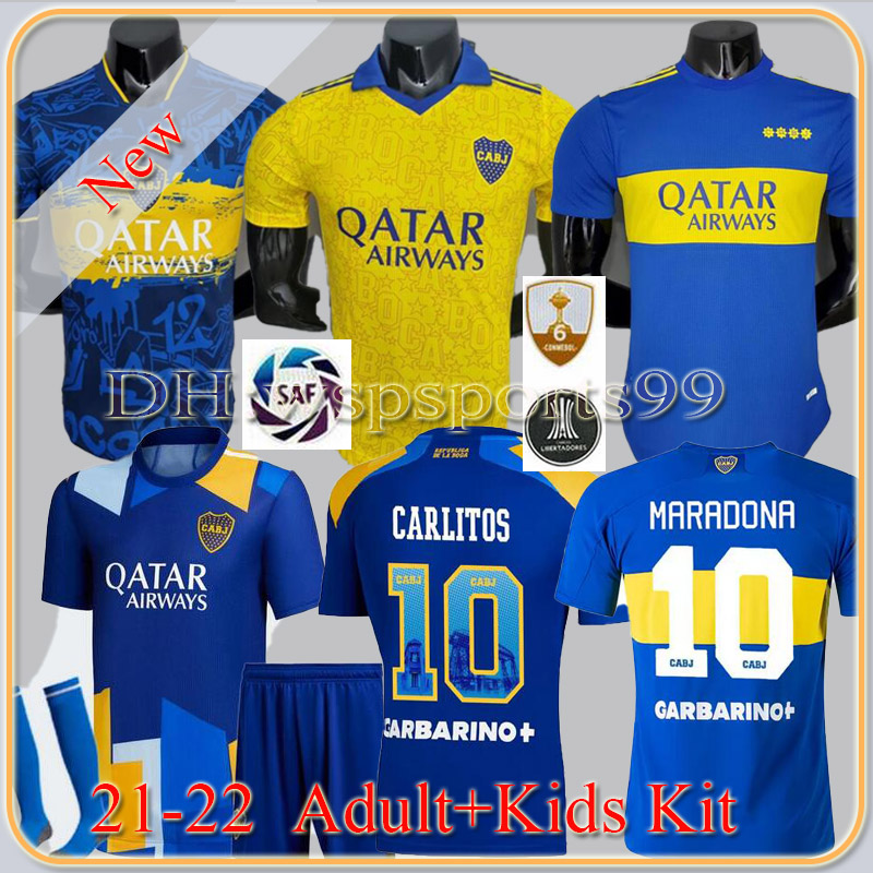 

Player Fans Version 21 22 23 Boca Juniors Soccer Jersey CARLITOS Retro 86 87 88 MARADONA TEVEZ DE ROSSI 2021 2022 home away 3rd thailand football shirt MEN SETS UNIFORM, Player version