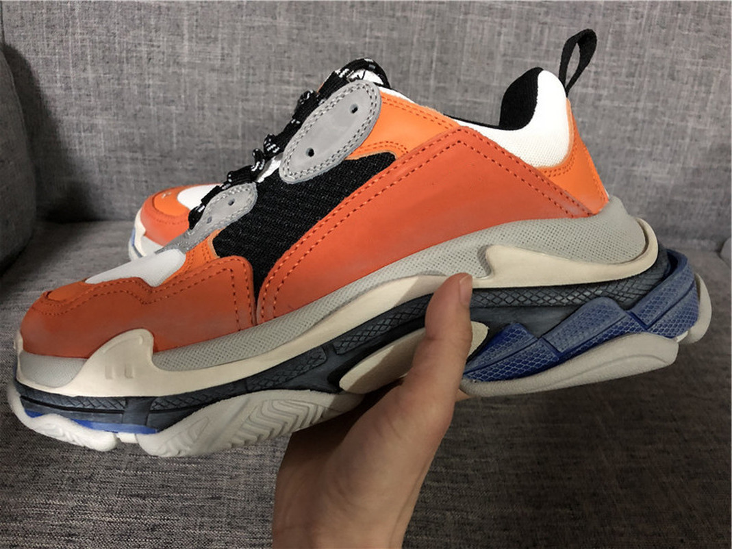 

Shoes Luxury Triple S Low-top Sneaker Athletic Sports Trainers Mens Womens Top Responsive Cushioning Sports Casual Shoe Fashion Retro Platform, Orange