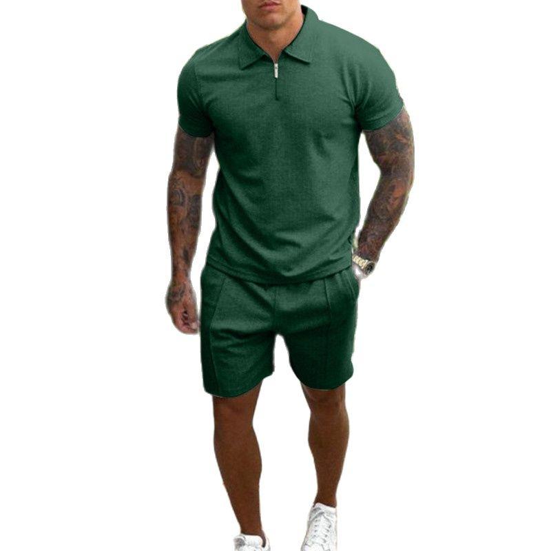 

Men' Tracksuits Striped Shirt Men Suits Sports Fitness Sets Mans Summer Casual Tracksuit Absorb Sweat Tshirt And Jogging Shorts 2 PiecesMen, Green