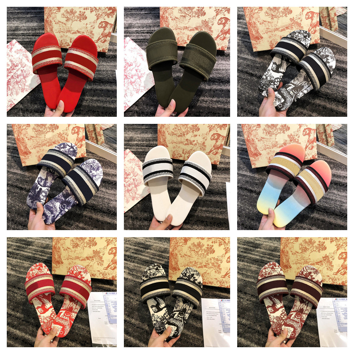 

2023 new women slippers beautiful shoes summer sandals beach slide women flip flops casual with box, 29