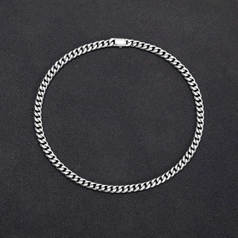 

Stainless CUBAN CHAIN NECKLACE six side cut men's necklace fine polished bright titanium steel Cuban