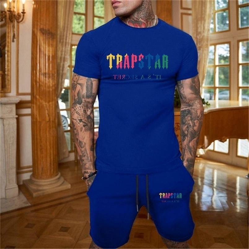 

Mens Summer Tracksuit Solid Color Outfits Set Fashion Trapstar T Shirt Shorts Casual Sports Jogging Suit Outdoor Clothing Male gx220606, 14