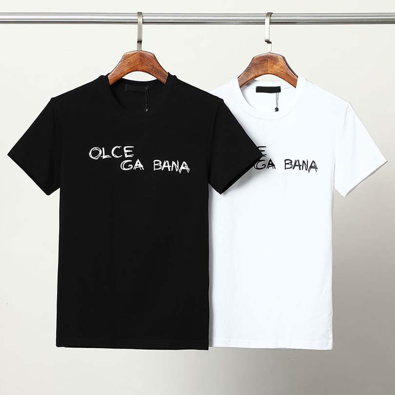 

New Mens Letter Embroidery T-Shirt Black and White Casual Summer High Quality Tops Mens Womens Round Neck Short Sleeves Size M-3XL V163, Customize