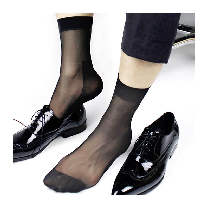 

Men's Socks High Quality Men's Sheer Silk Transparent Sexy Gay Sock Fetish Dress Suit Formal, As picture showing