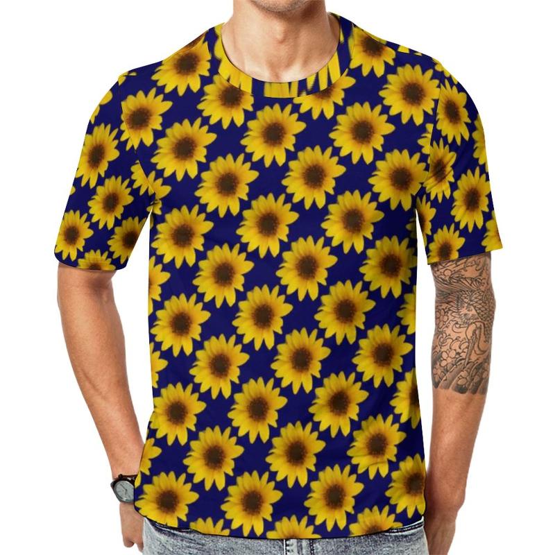 

Men' T-Shirts Cheerful Sunflower T-Shirt Man Bright Yellow Flower Street Style Summer Retro Tees Short Sleeve Custom Plus Size TopsMen, Style-9