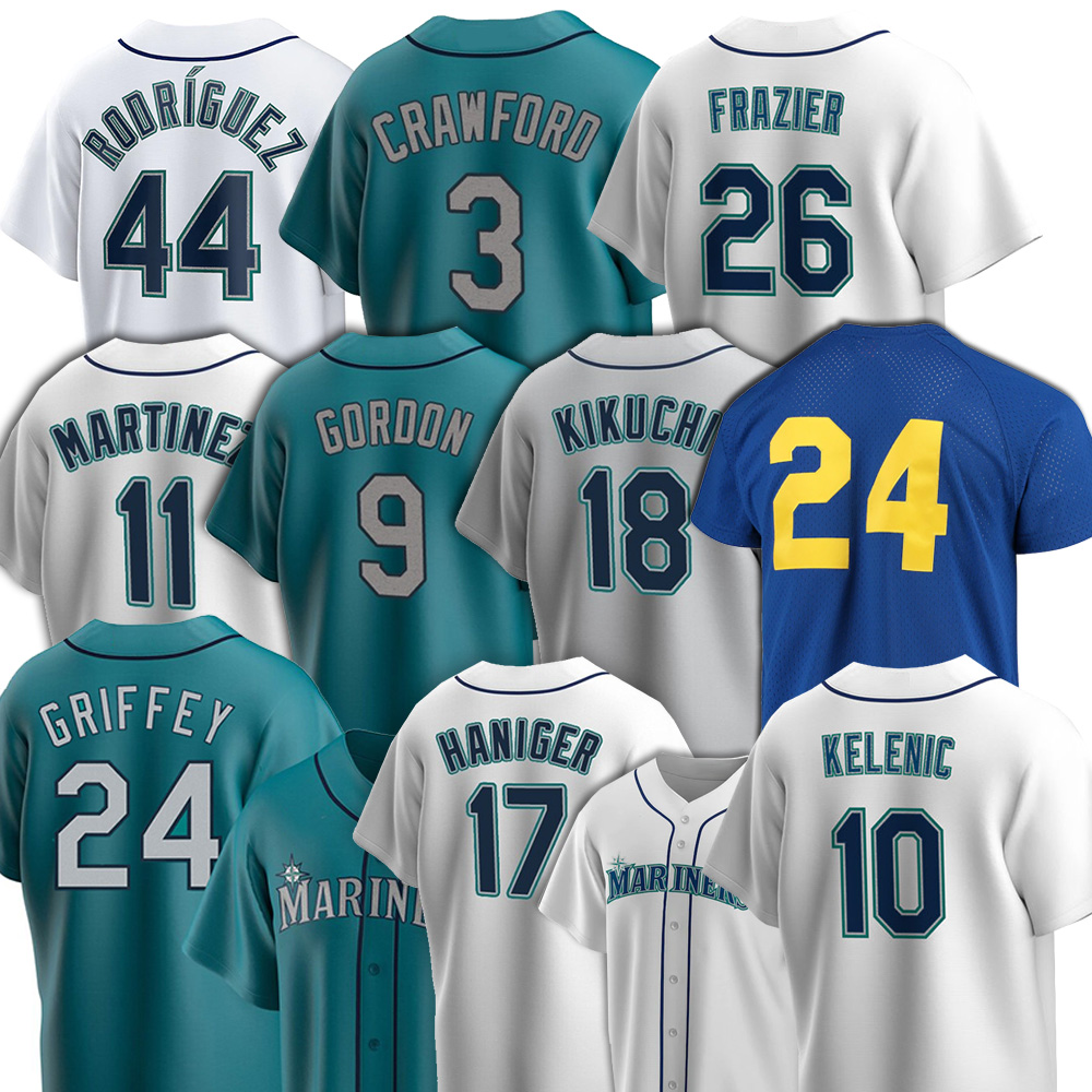 

Ken Griffey Jr. Jersey Seattle 2022 Mariners Jerseys 17 Mitch Haniger 15 Kyle Seager 23 Ty France Luis Torrens Jarred Kelenic Edgar Martínez Custom, Men(shui shou)