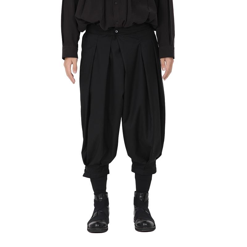 

Men's Pants Men's Nine-quarter Black Pleated Casual Big Fold Dark Yamamoto Style Size Stage Wear Runway ShowMen's