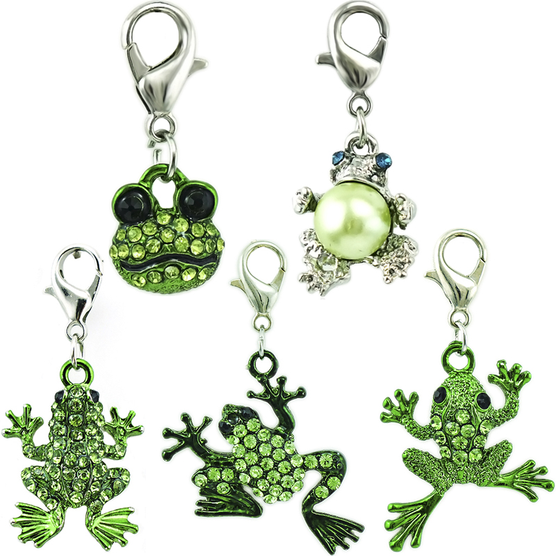 

JINGLANG Fashion Charms Alloy Mix Color Rhinestone Frog Animals Lobster Clasp Origami Style Charms & Pendants DIY Jewelry Accessories