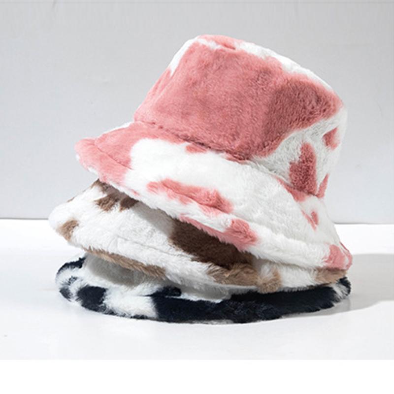 

Berets Fashion Artificial Fur Bucket Hat Women Autumn Winter Warm Soft Cap Fisherman Panama Plush Basin LadyBerets BeretsBerets, Black