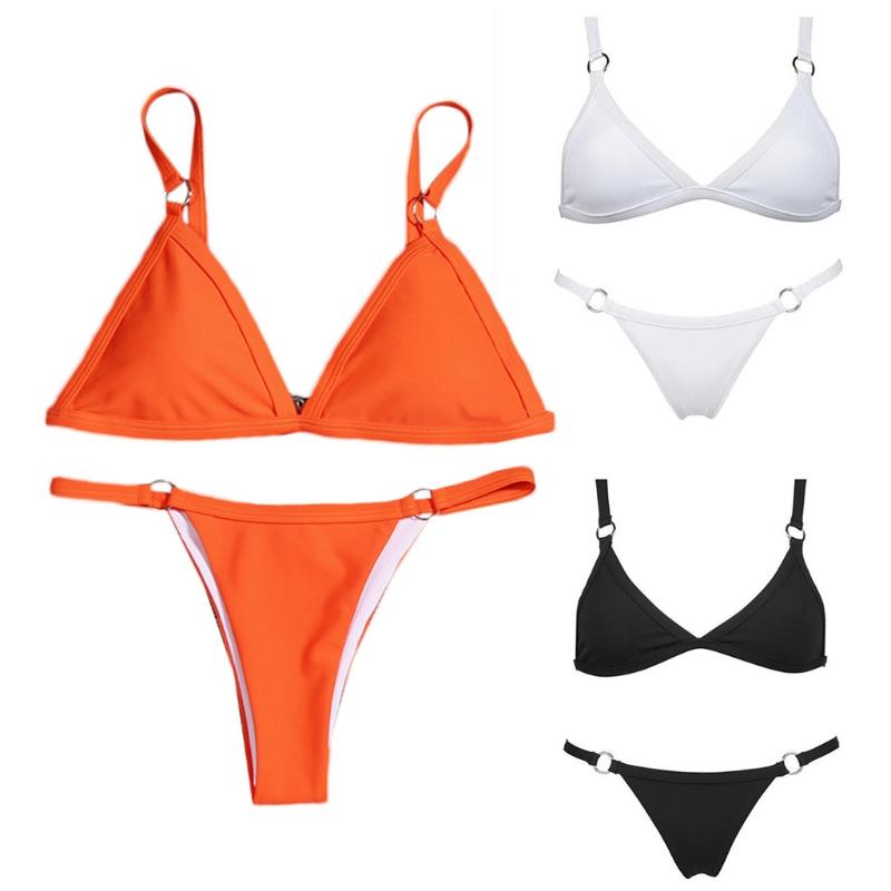 

Women' Swimwear Bikini Set Swimsuit Women Sexy Summer Beachwear Metal Ring Bathing Suit Push Up Swimming WomenWomen, Black