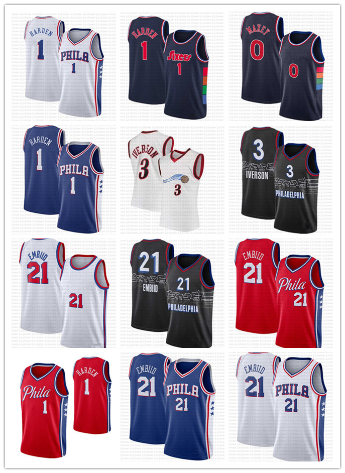 

2022 new Joel 21 Embiid James 1 Harden Allen 3 Iverson Basketball Jersey Tyrese 0 Maxey City Julius 6 Erving Joel sixer Retro Sports Jerseys Shirt costom
