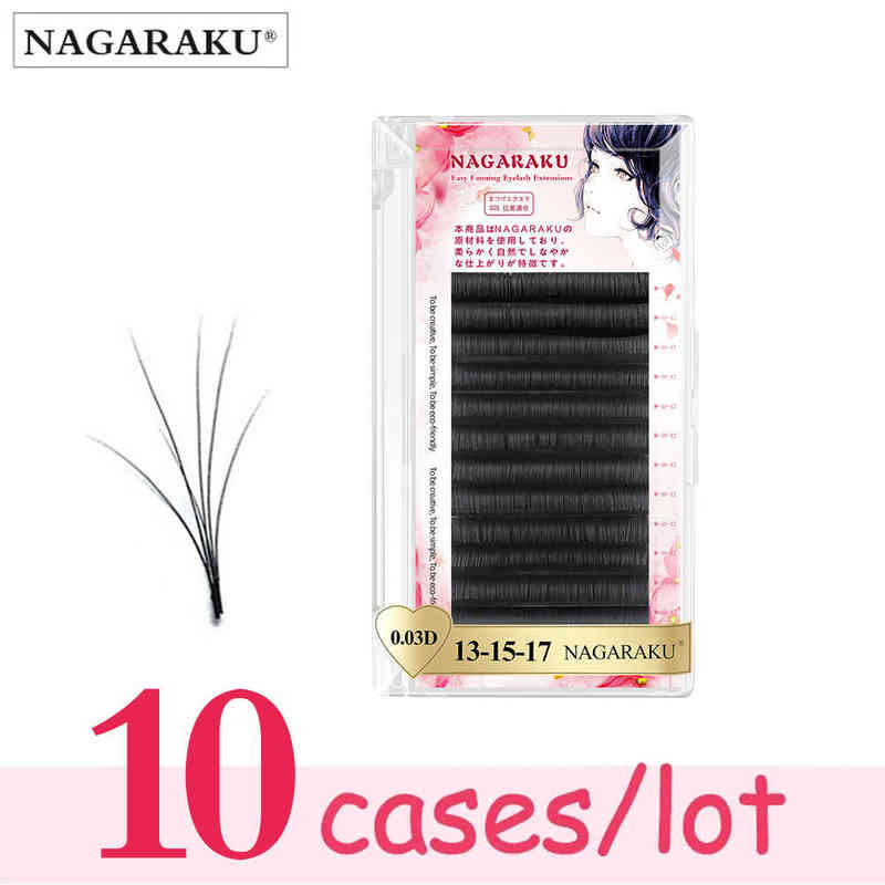

NAGARAKU 10cases new autofans eyelash easy fanning lashes autofloracion mega fan Russian volume two-tone lashes make up cilia AA220316