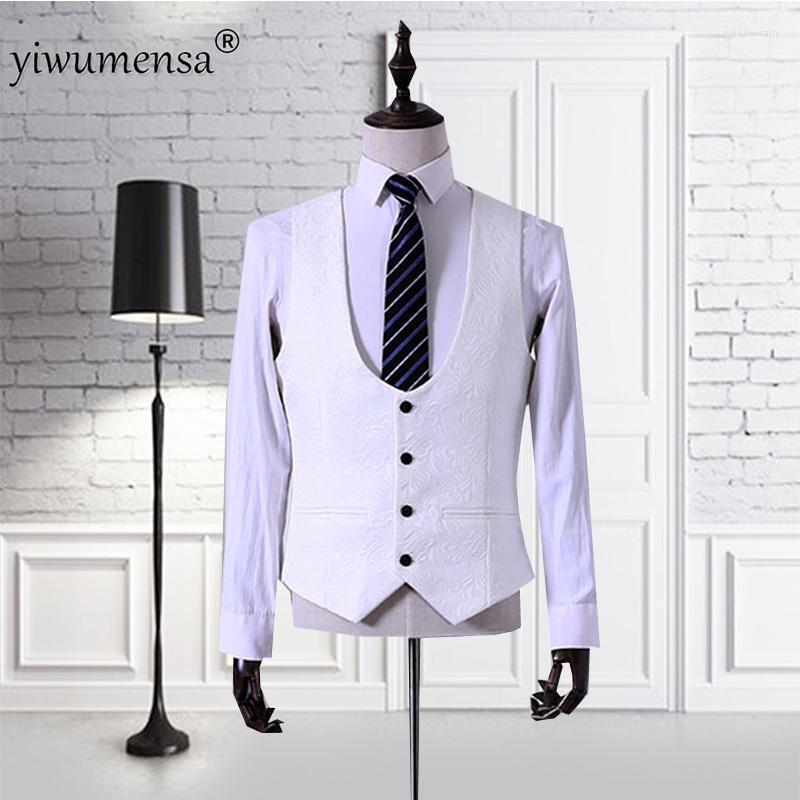 

Yiwumensa Printed Waistcoat Men White Vest Custom Made England Style Homens Blazer Gilet Homme Costume Vests Suit Social Guin22, Ivory
