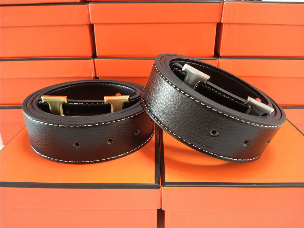 

Fashion Men Belt Designer Luxury Business Smooth Buckle Mens Belts For Belt With Box 58484, Gold