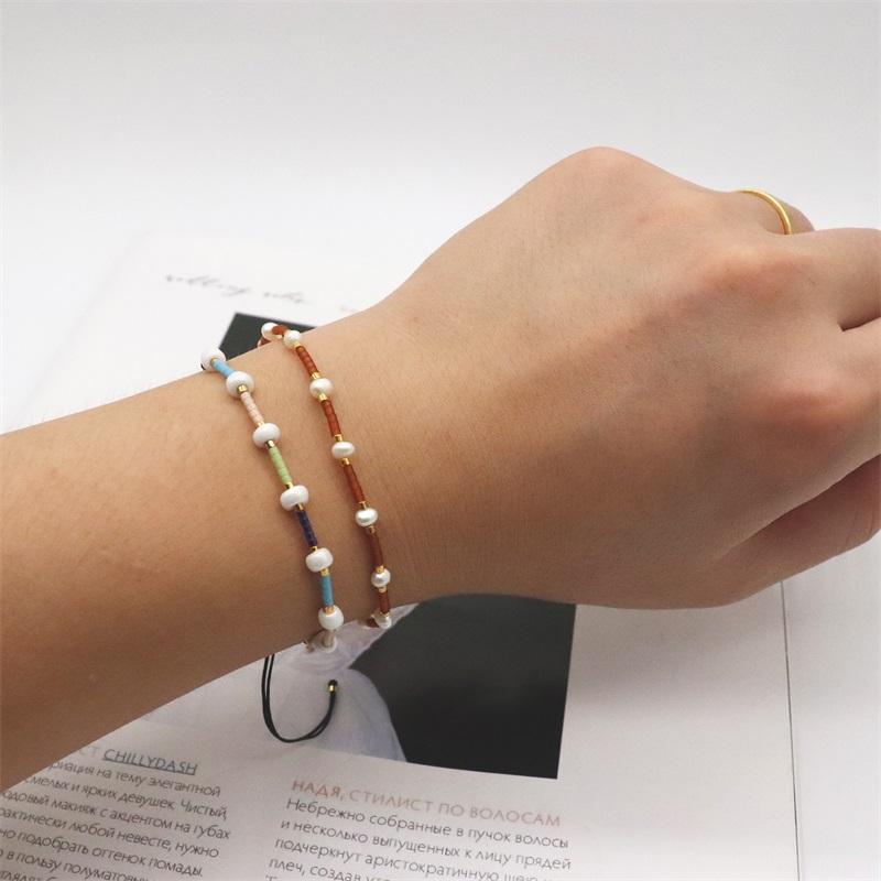 

Beaded Strands Luxury Natural Freshwater Pearls Women Bracelet MIYUKI Jewelry Thin Boho Bracelets For Girls GiftsBeaded
